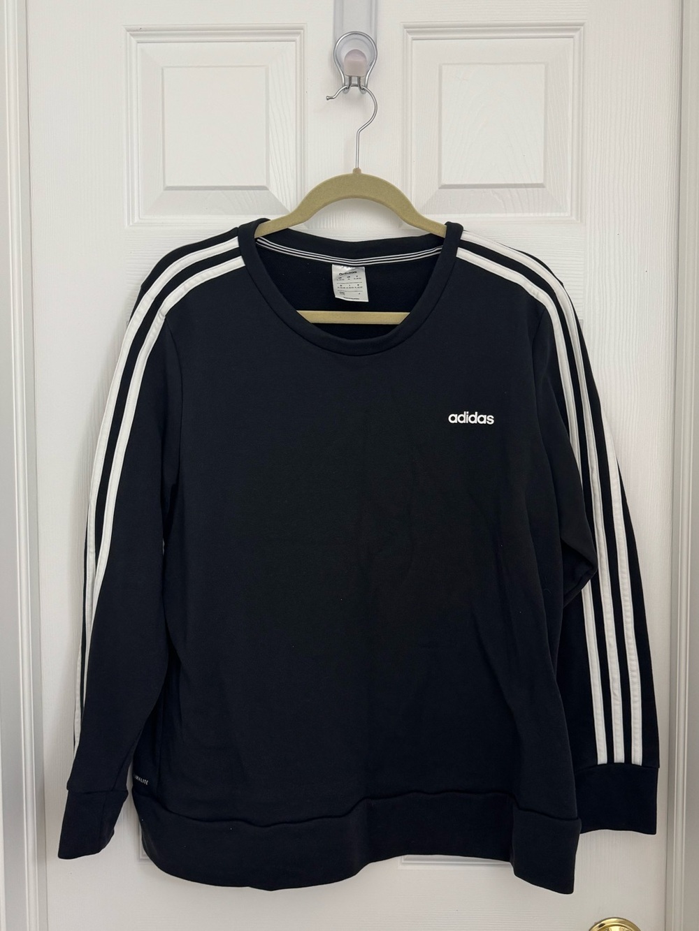 Adidas Women’s XL Black 3-Stripes Crewneck Sweatshirt Pullover